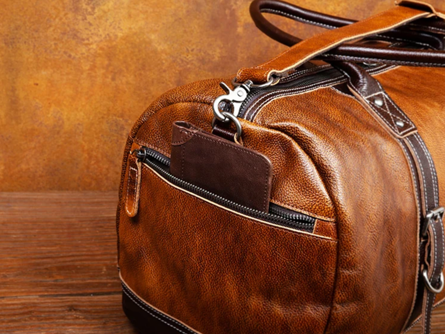Handmade Brown Leather Travel Duffle, Gym & Overnight Bag
