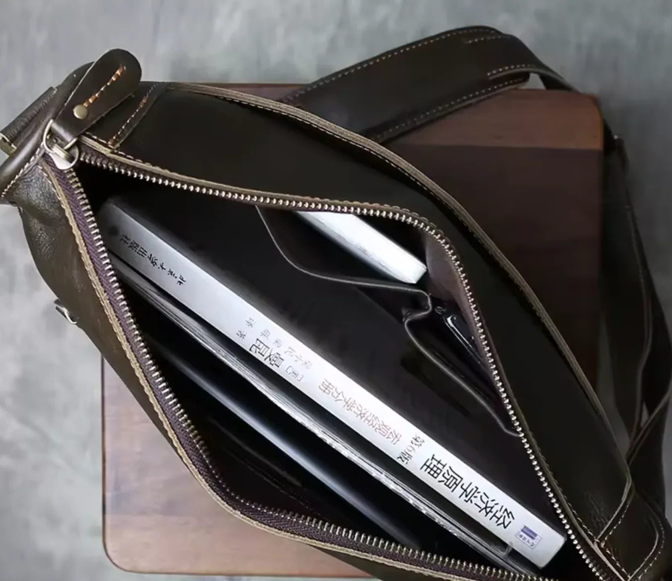 Genuine Leather Crossbody Men's Messenger Bag for Office