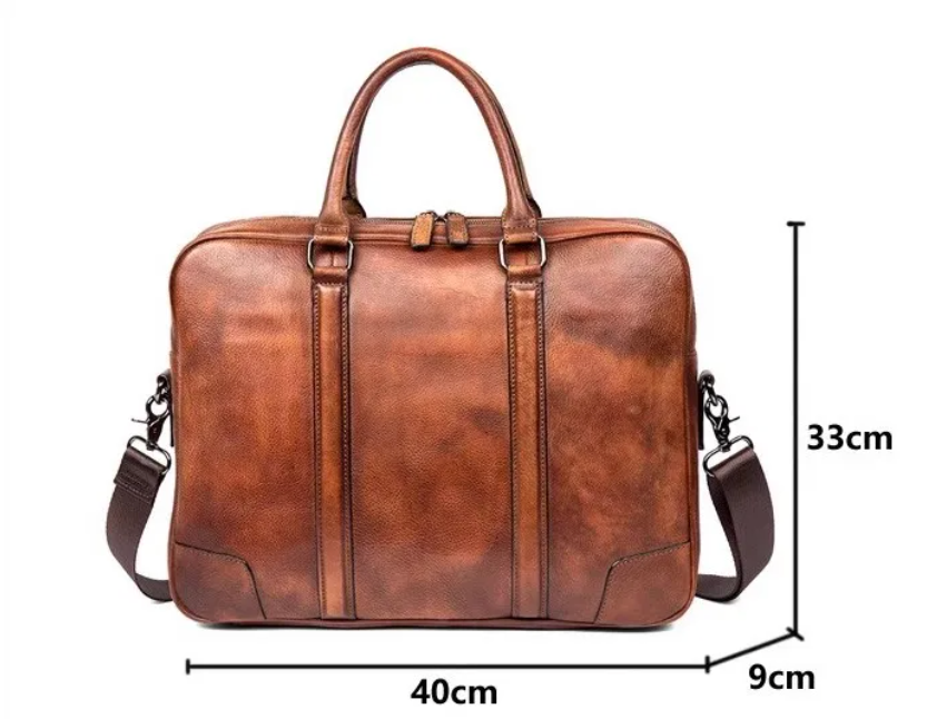 Genuine Leather Business Briefcase & Laptop Bag for Men