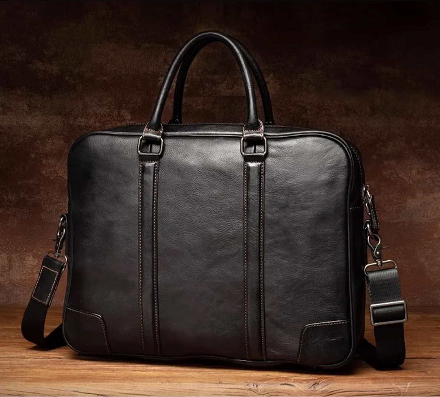 Genuine Leather Business Briefcase & Laptop Bag for Men