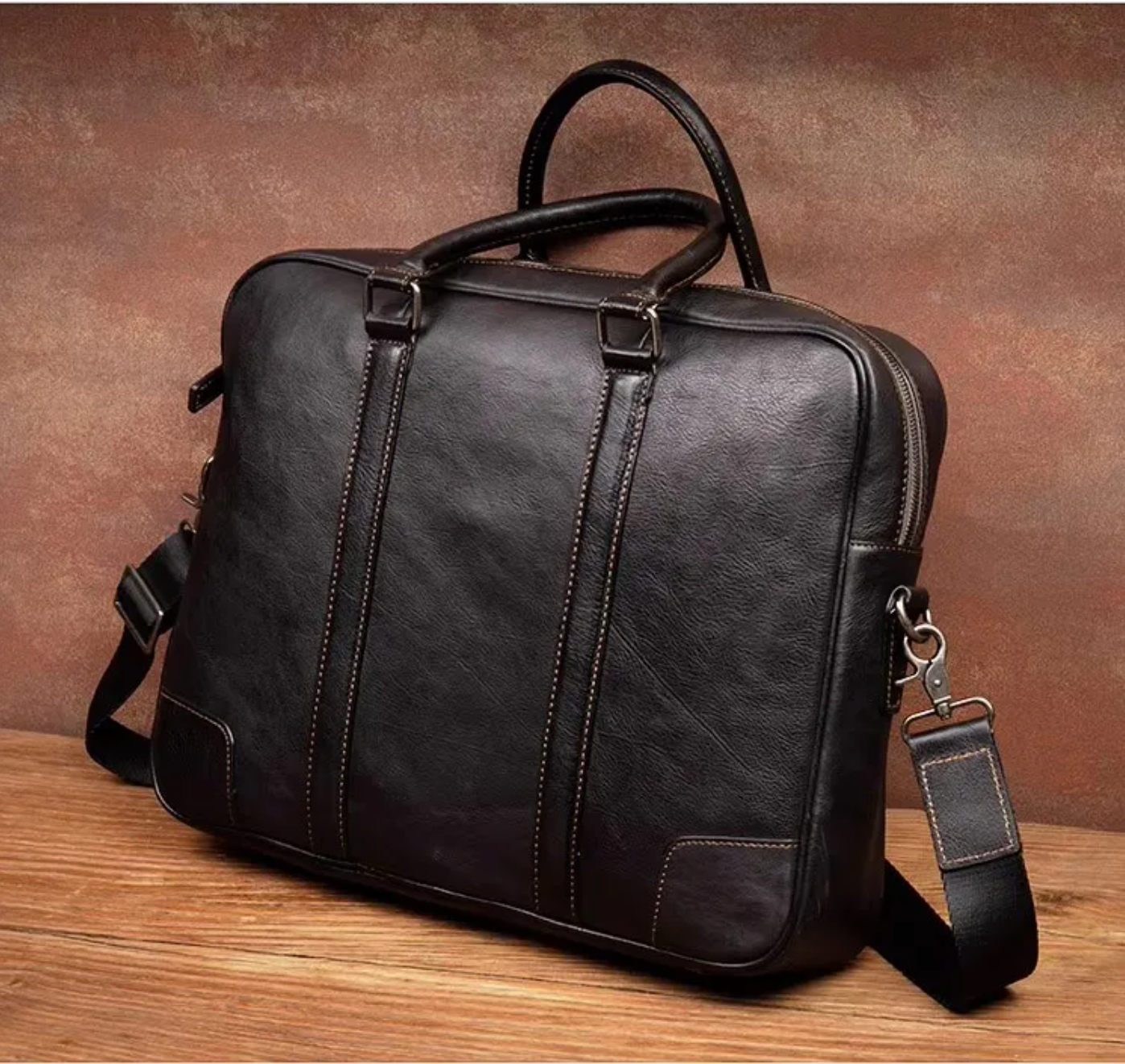 Genuine Leather Business Briefcase & Laptop Bag for Men