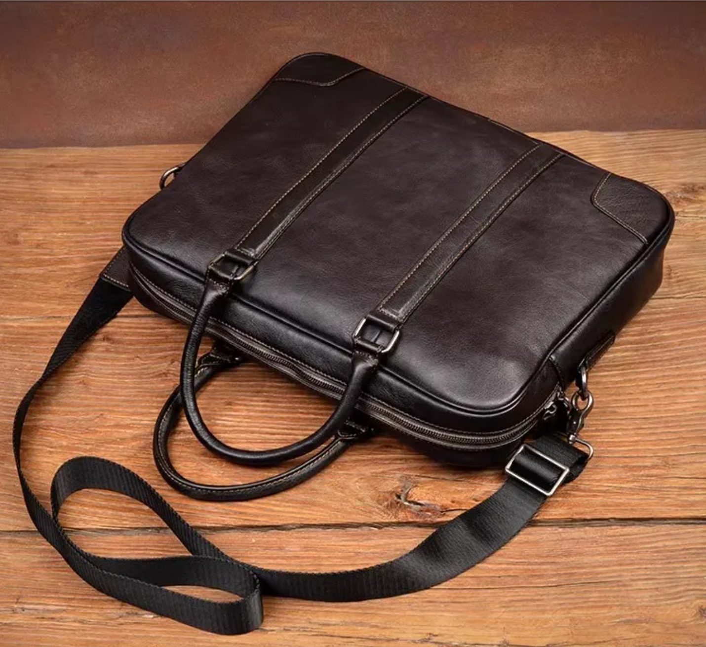 Genuine Leather Business Briefcase & Laptop Bag for Men