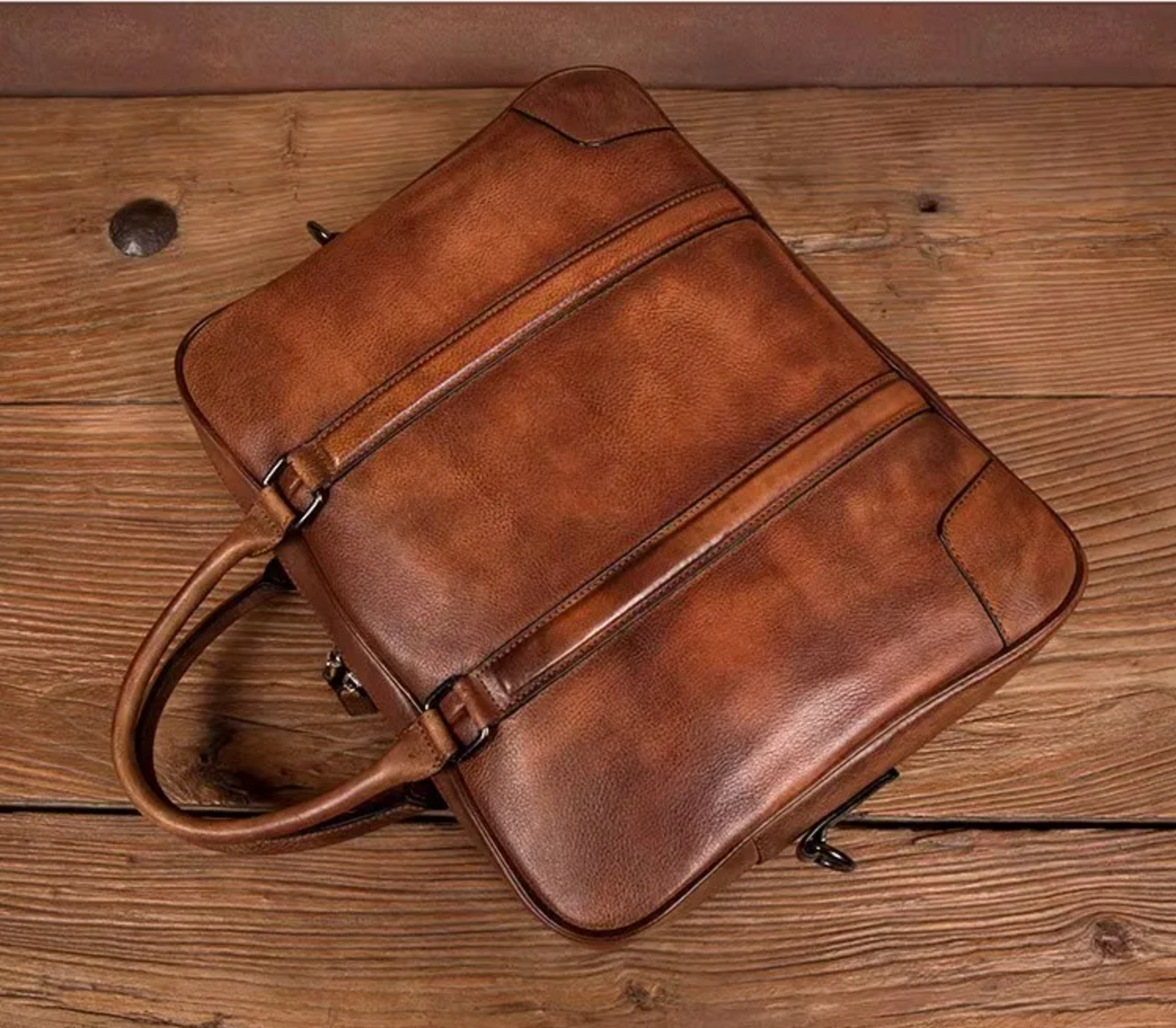 Genuine Leather Business Briefcase & Laptop Bag for Men