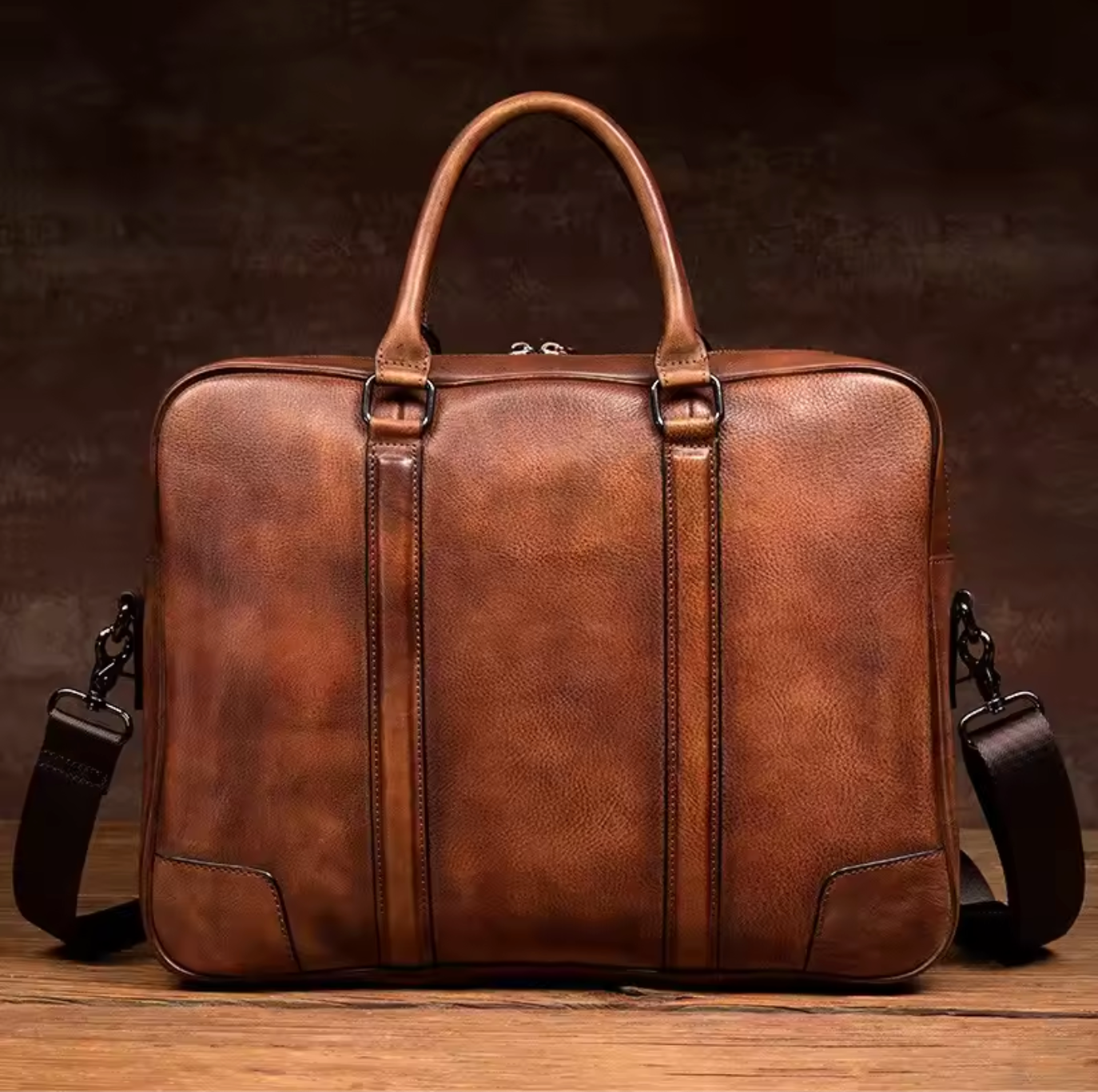 Genuine Leather Business Briefcase & Laptop Bag for Men