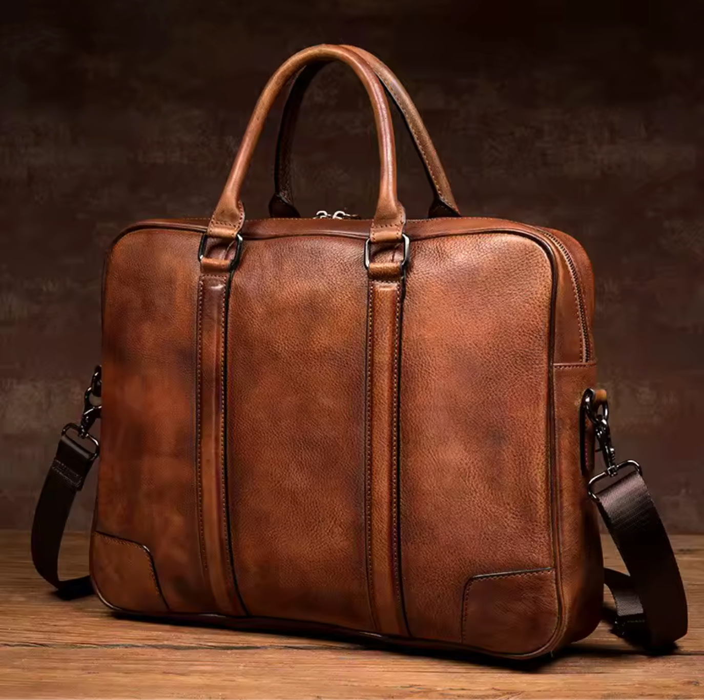 Genuine Leather Business Briefcase & Laptop Bag for Men