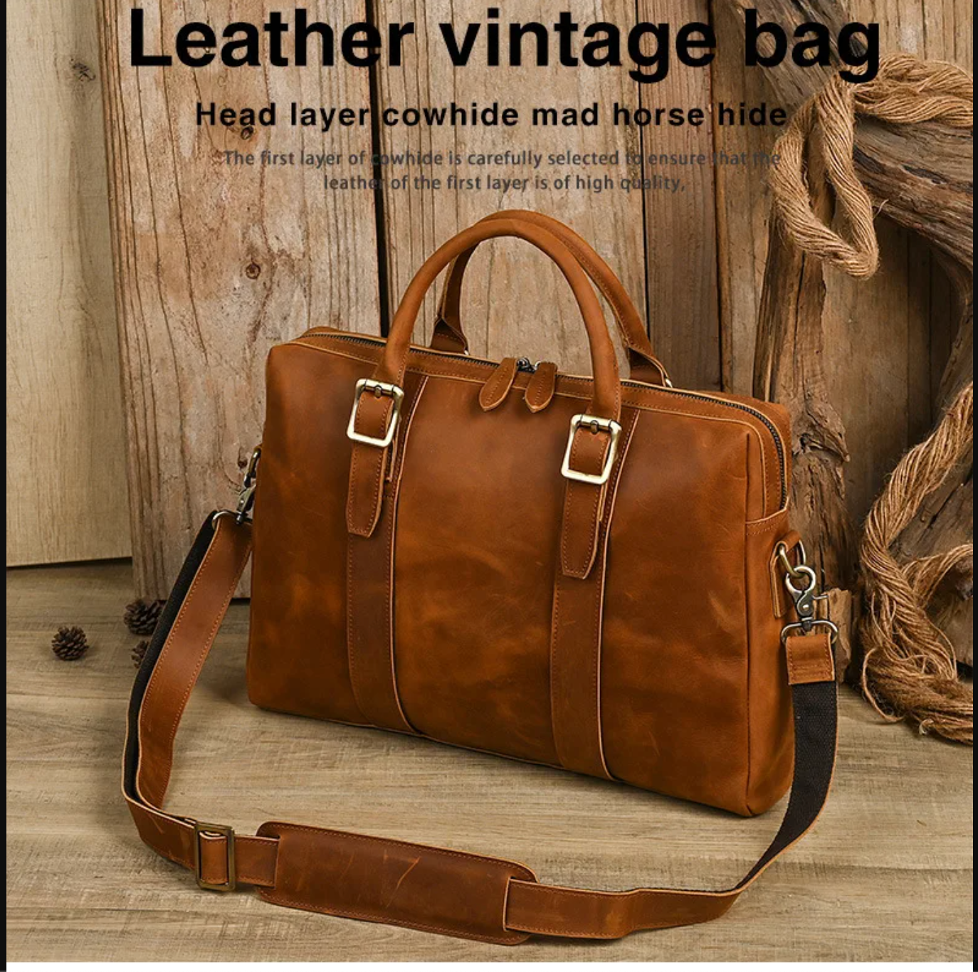 Men's Crazy Horse Leather Business Bag 13.3"