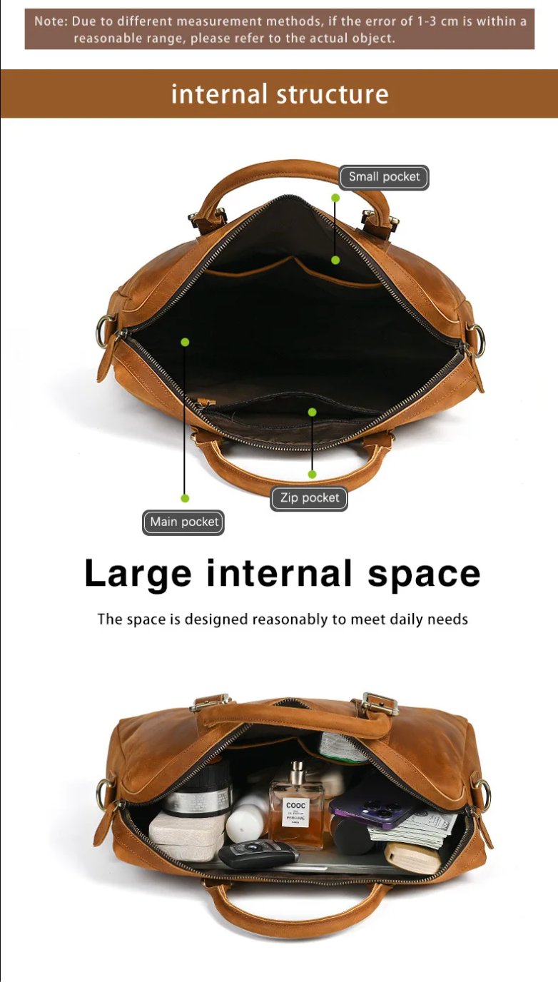 Men's Crazy Horse Leather Business Bag 13.3"