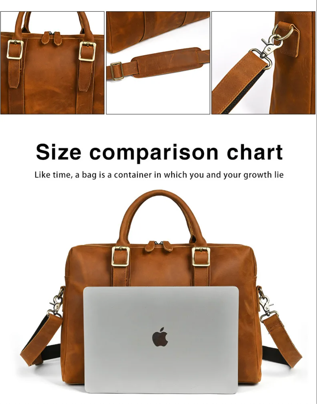 Men's Crazy Horse Leather Business Bag 13.3"