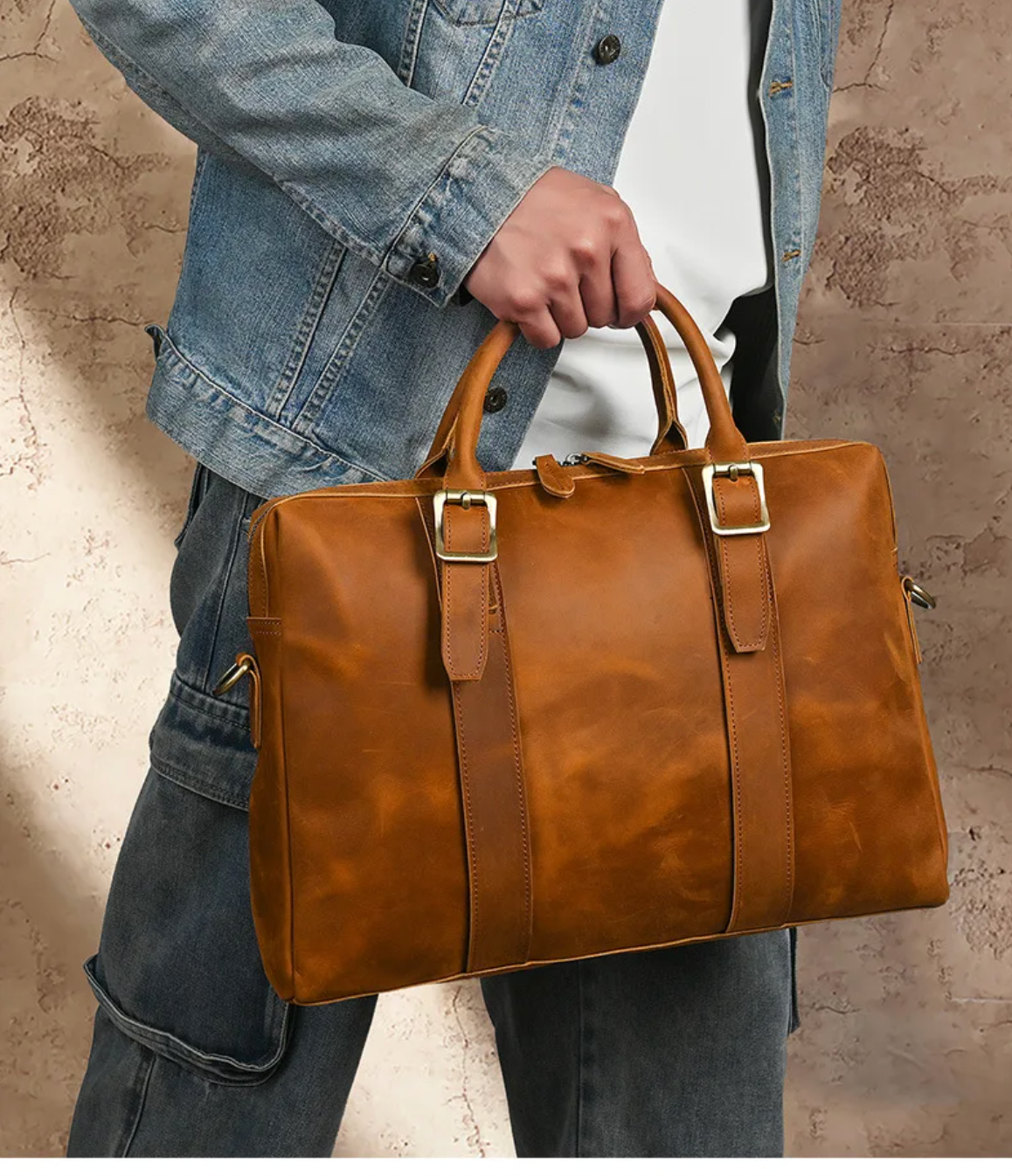 Men's Crazy Horse Leather Business Bag 13.3"