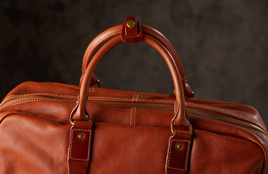 Handmade Cowhide Leather Messenger Bag for Men Travel Crossbody