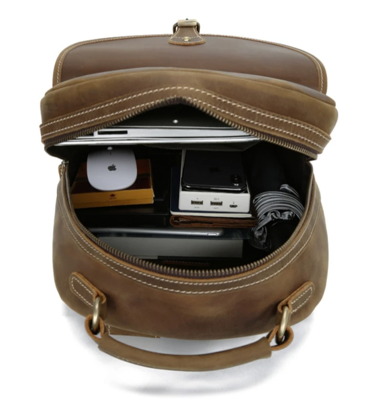 Crazy Horse Leather Travel Backpack For Women