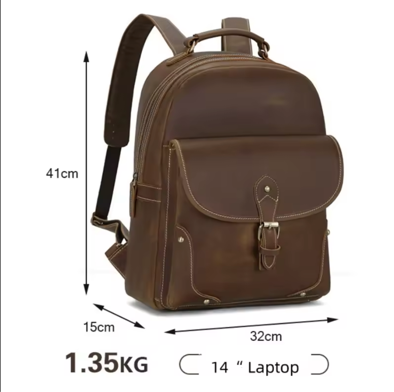 Crazy Horse Leather Travel Backpack For Women