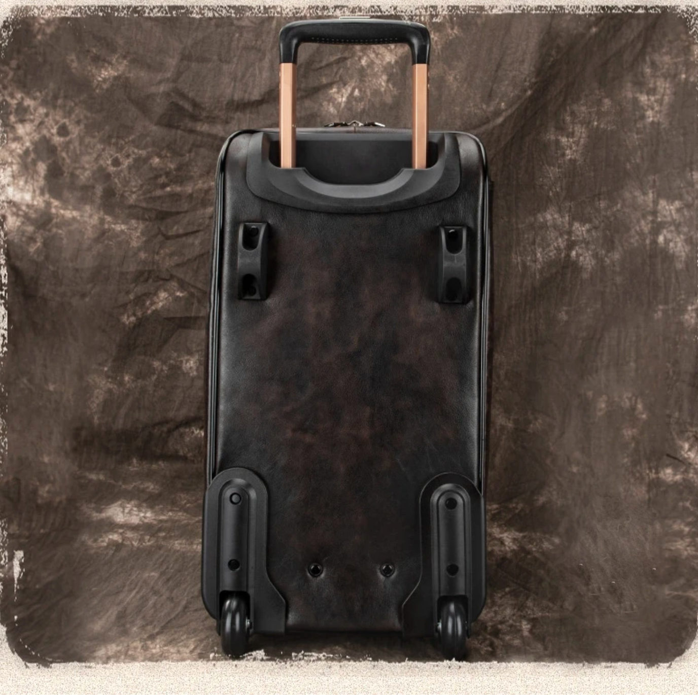 Retro Leather Wheeled Trolley Travel Bag Large Capacity