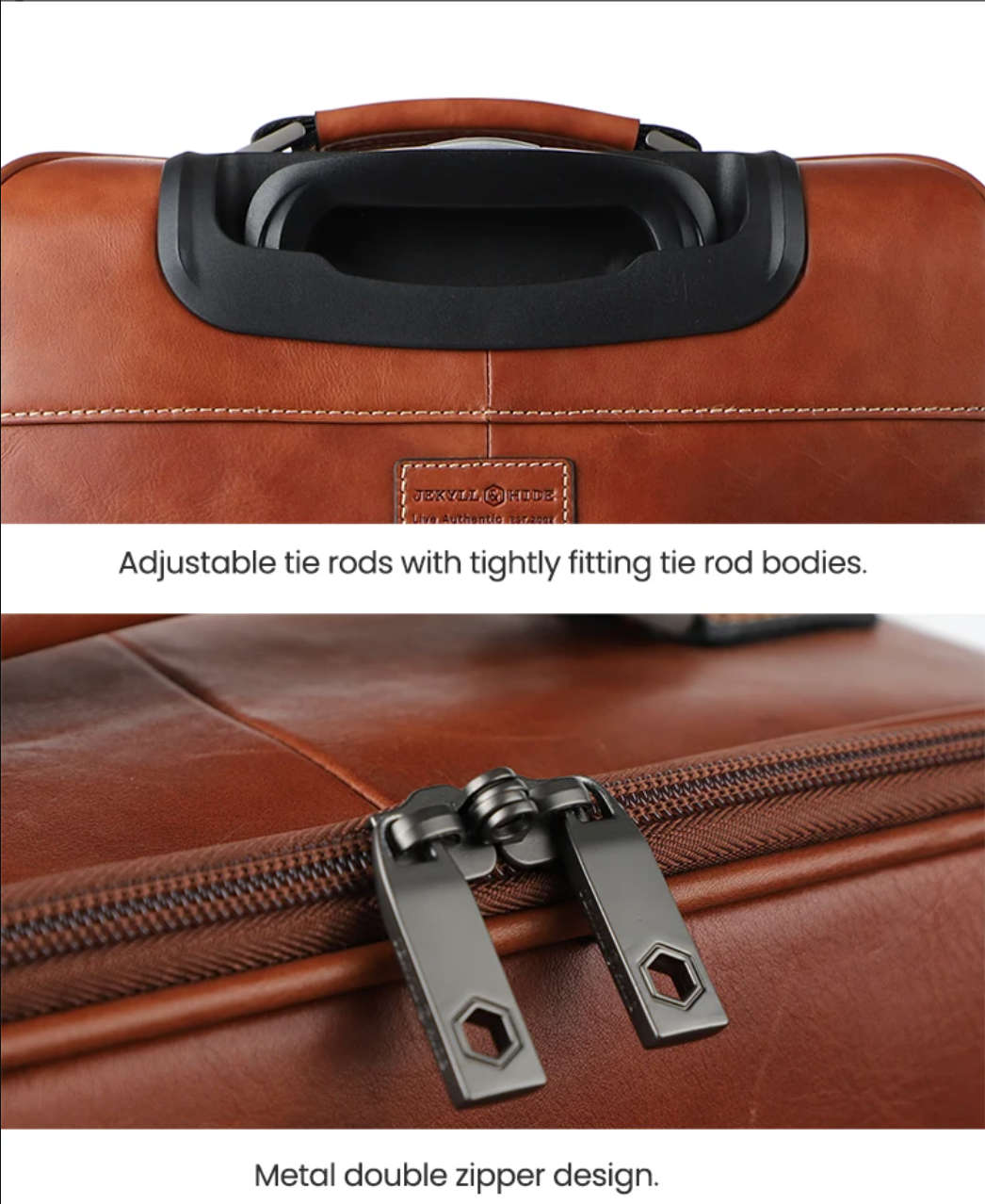 Genuine Leather Spinner Luggage Suitcase for Travel & Business