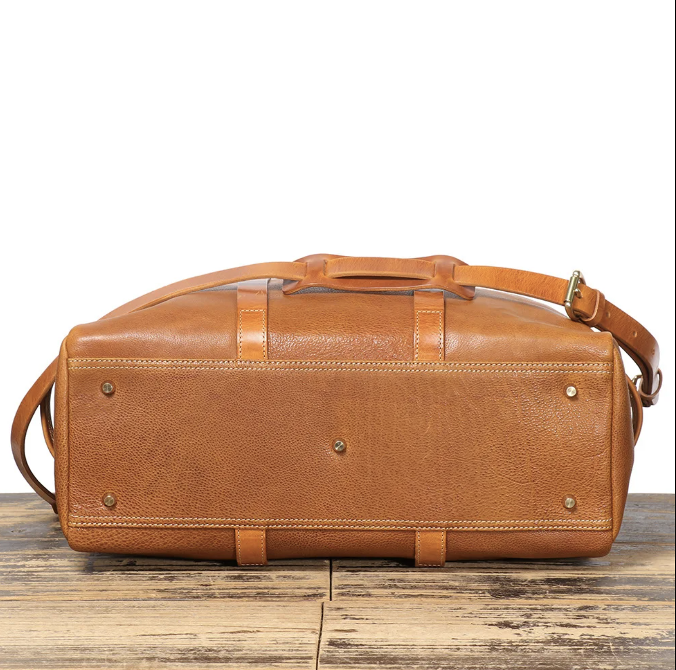 Brown Genuine Leather Overnight Duffle Bag Travel Carry On