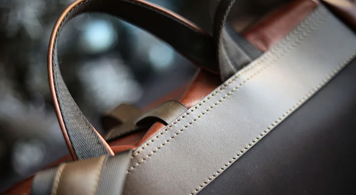 Men's Genuine Cowhide Leather Laptop Roll Top Rucksack