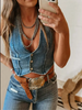 Vintage Denim Sleeveless Western Vest Tank Top