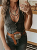 Vintage Denim Sleeveless Western Vest Tank Top