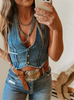 Vintage Denim Sleeveless Western Vest Tank Top