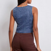 Women Sleeveless Denim Vest Top Deep V Neck