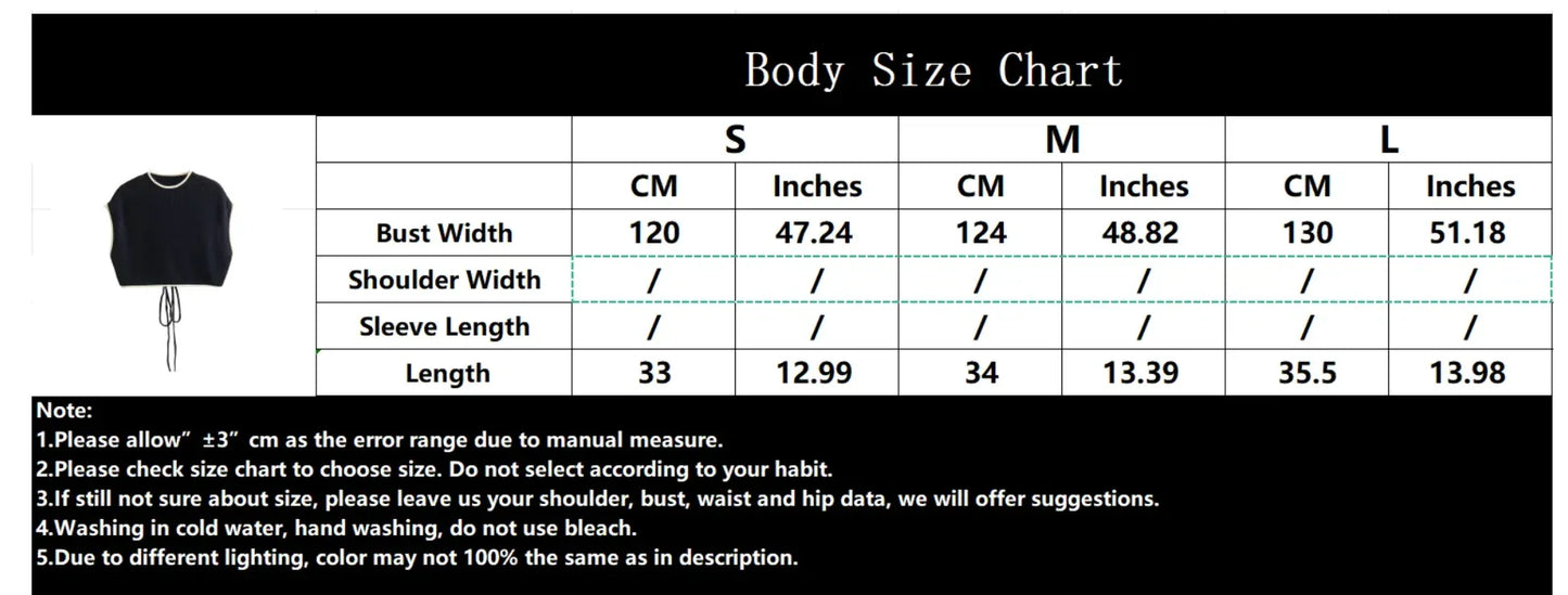 Women’s Black Knit Backless Sleeveless Cropped Sweater Vest