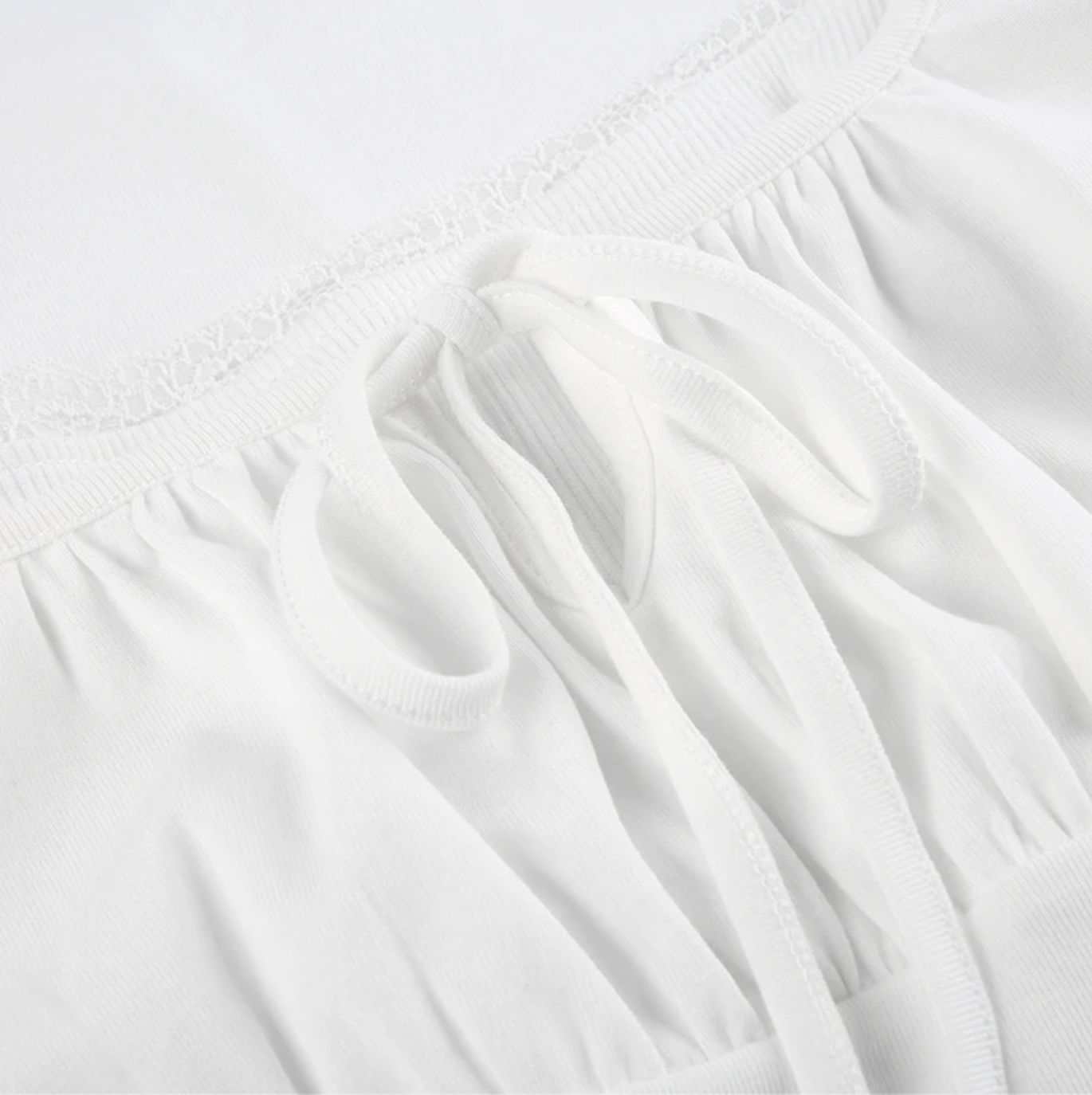 Women Ruched Bust Square Neck Lace Trim Long Sleeve Top