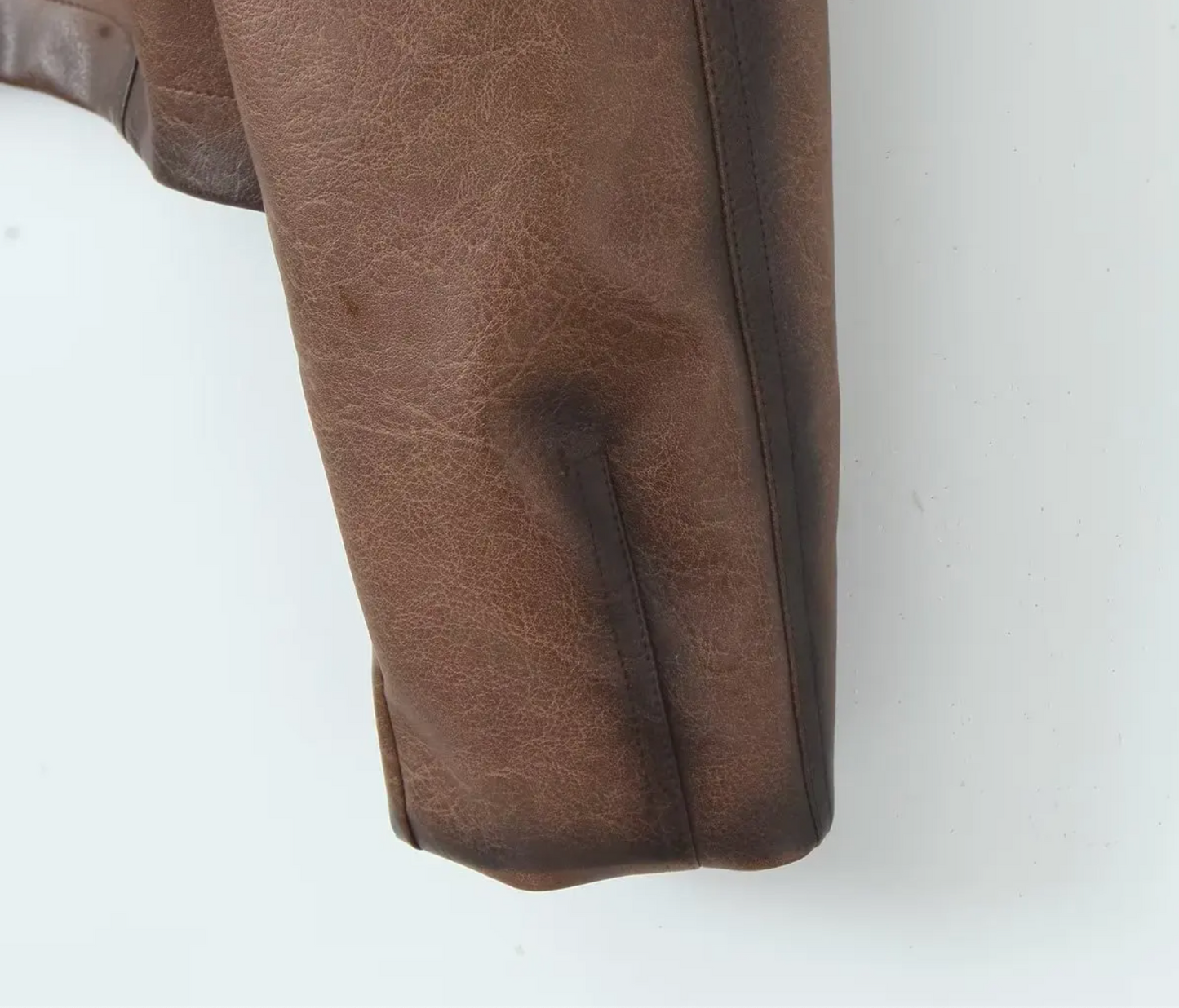 Gradient Brown PU Faux Leather Jacket Women