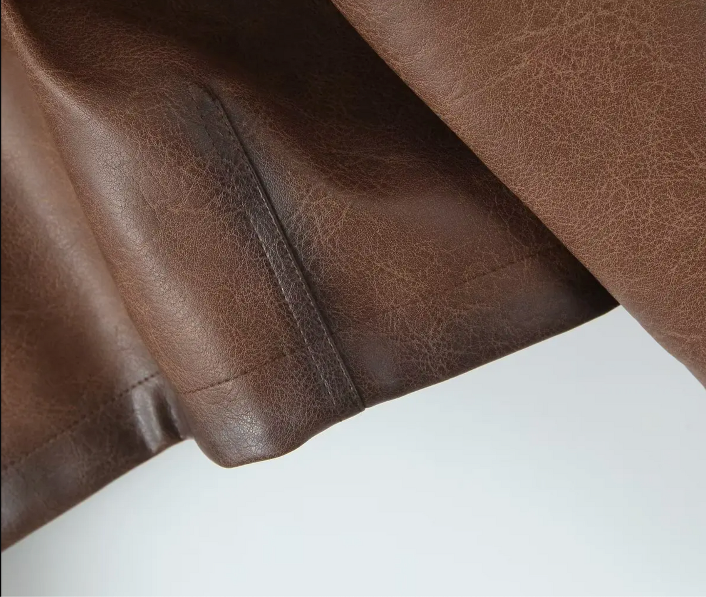 Gradient Brown PU Faux Leather Jacket Women