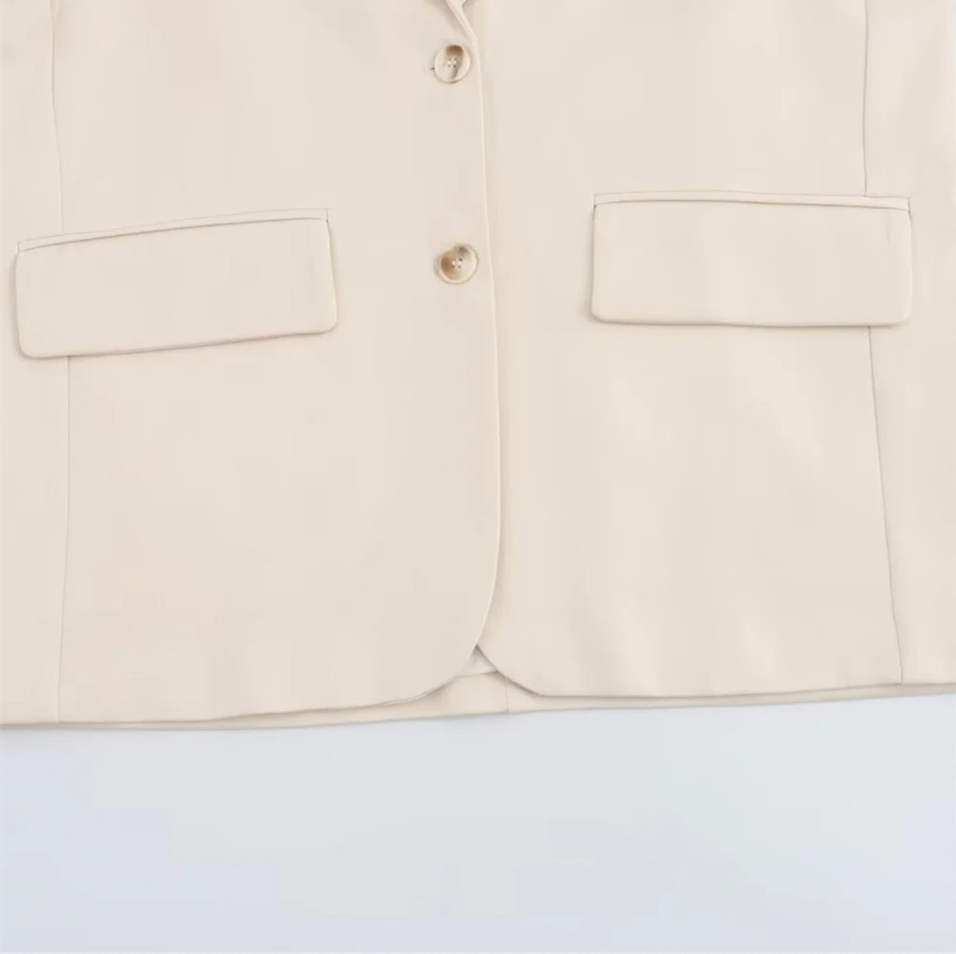 Beige Oversized Blazer Jacket Women Loose Fit Casual Office Wear