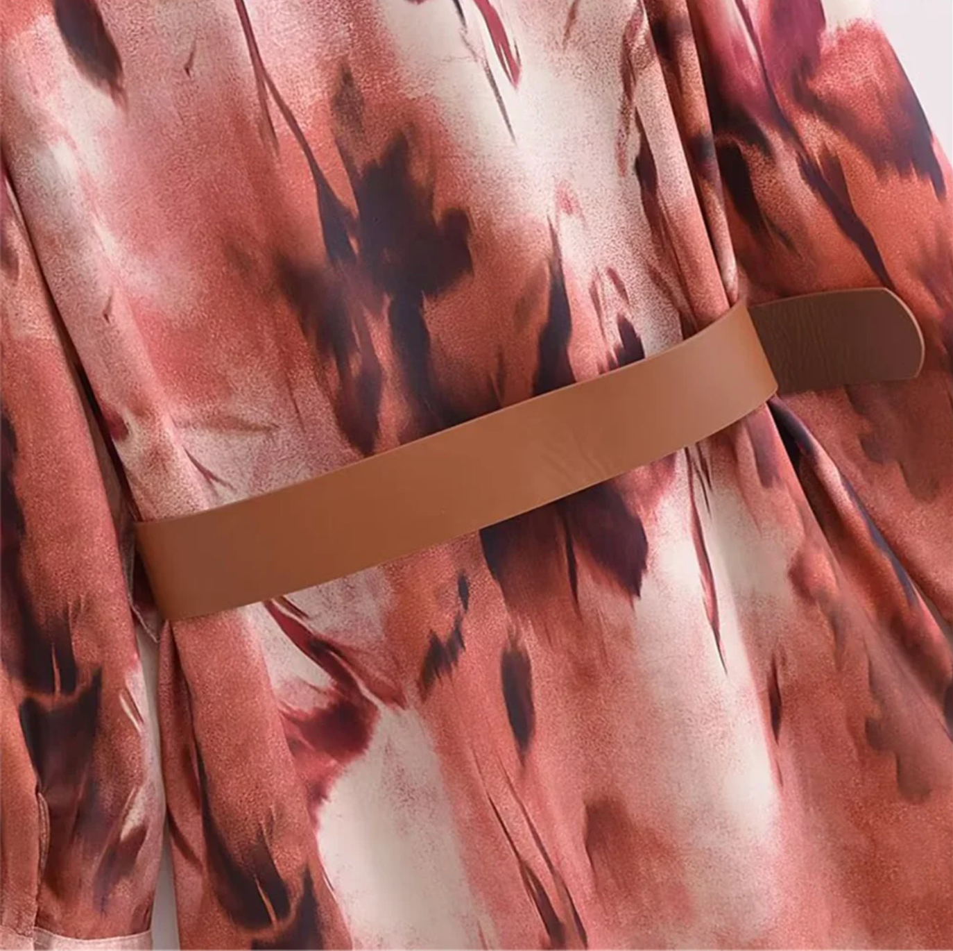 Women's Long Sleeve Floral Shirt Dress with Belt – Button Down Midi Style