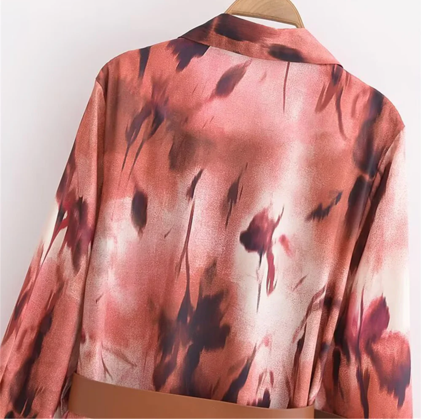 Women's Long Sleeve Floral Shirt Dress with Belt – Button Down Midi Style
