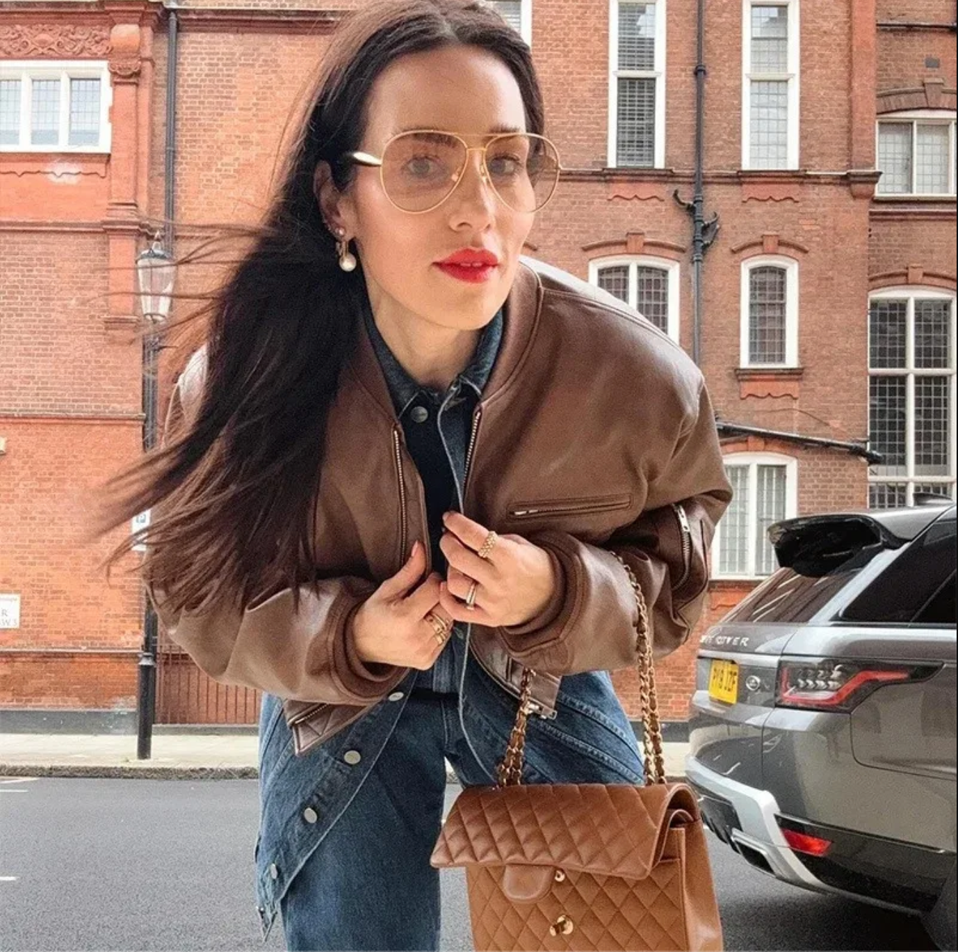 Oversized Brown Faux Leather Bomber Jacket for Women