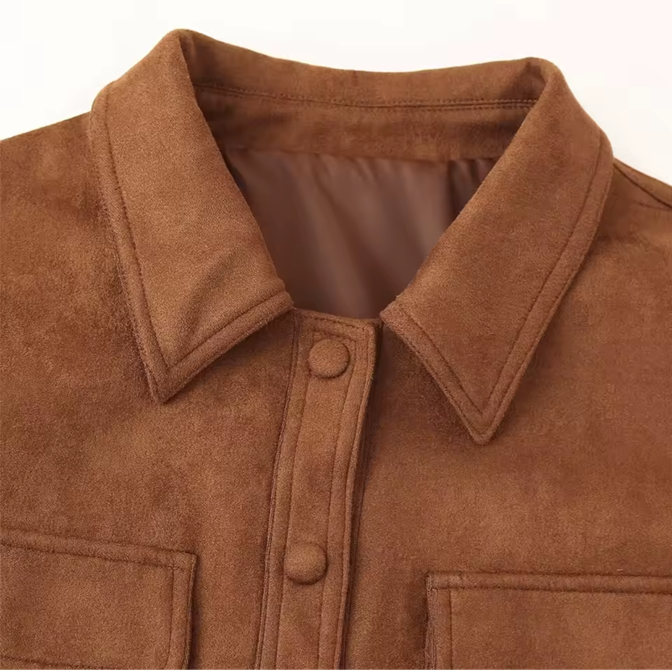 Brown Women’s Faux Suede Shacket Cropped