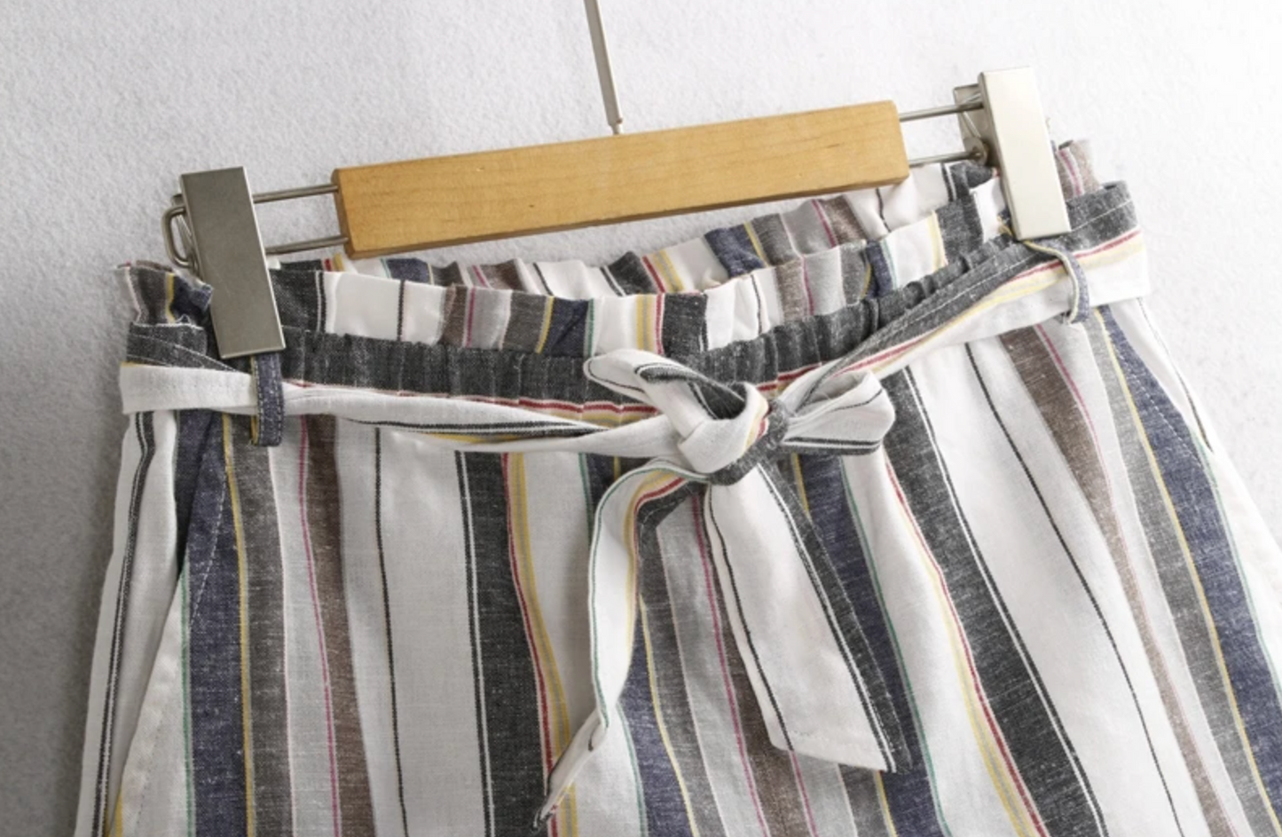 Women High Waisted Striped Cotton Summer Shorts