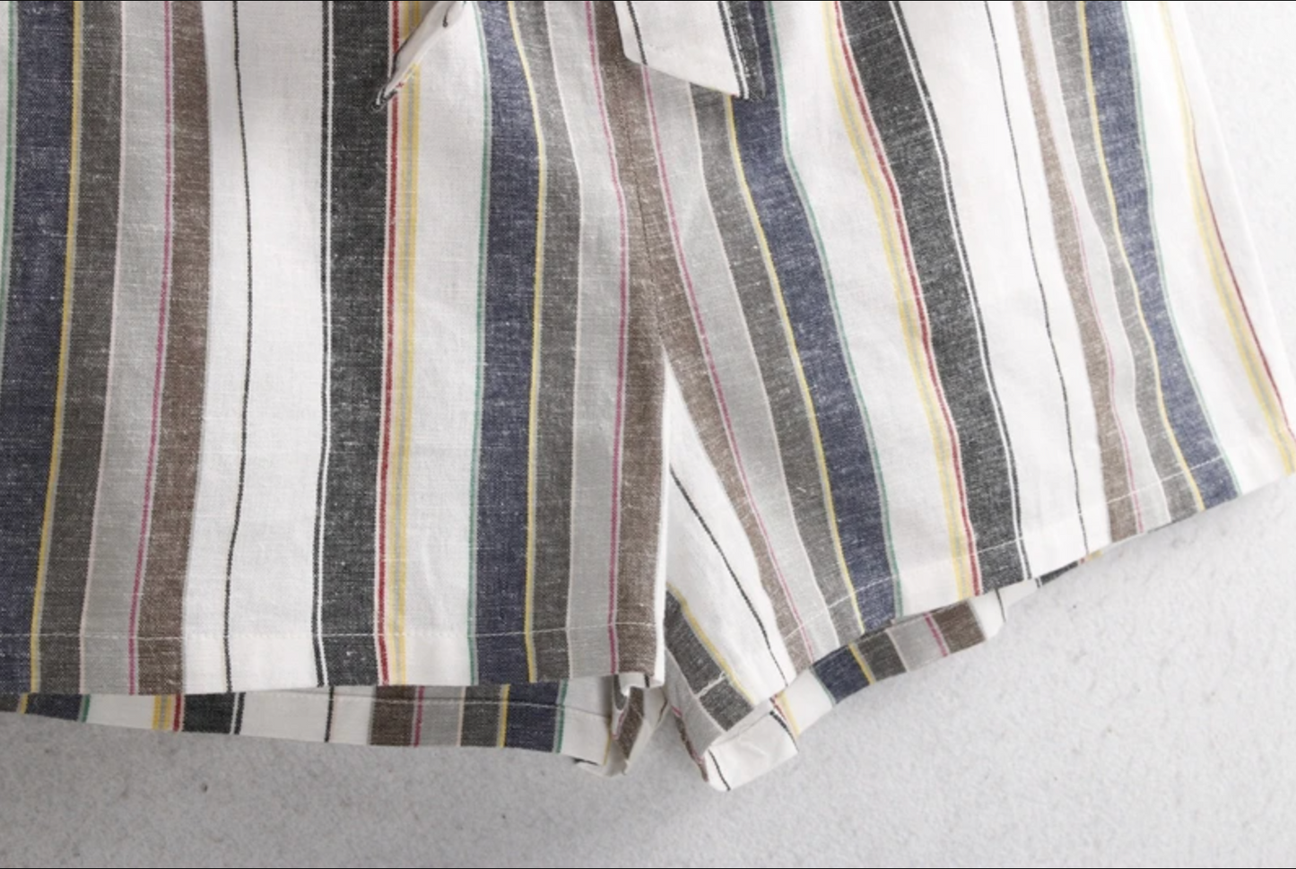 Women High Waisted Striped Cotton Summer Shorts