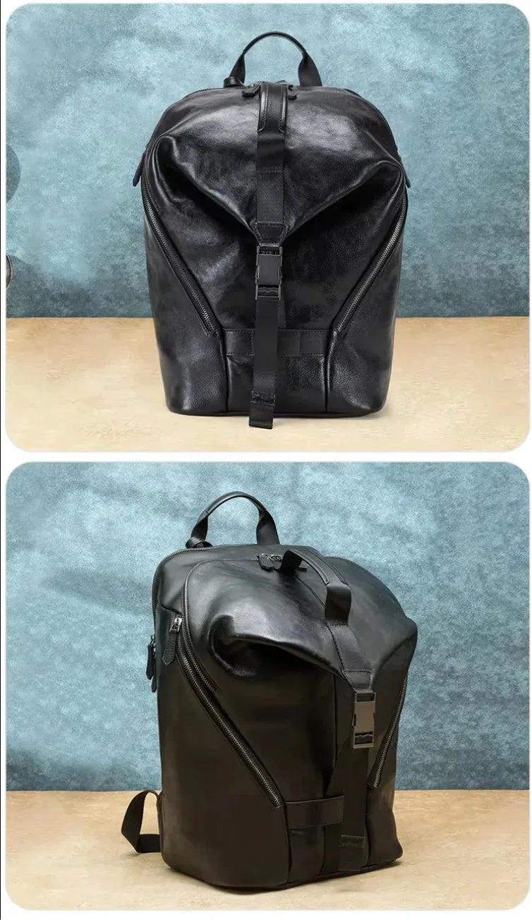 Men’s Leather Backpack with Trolley Sleeve