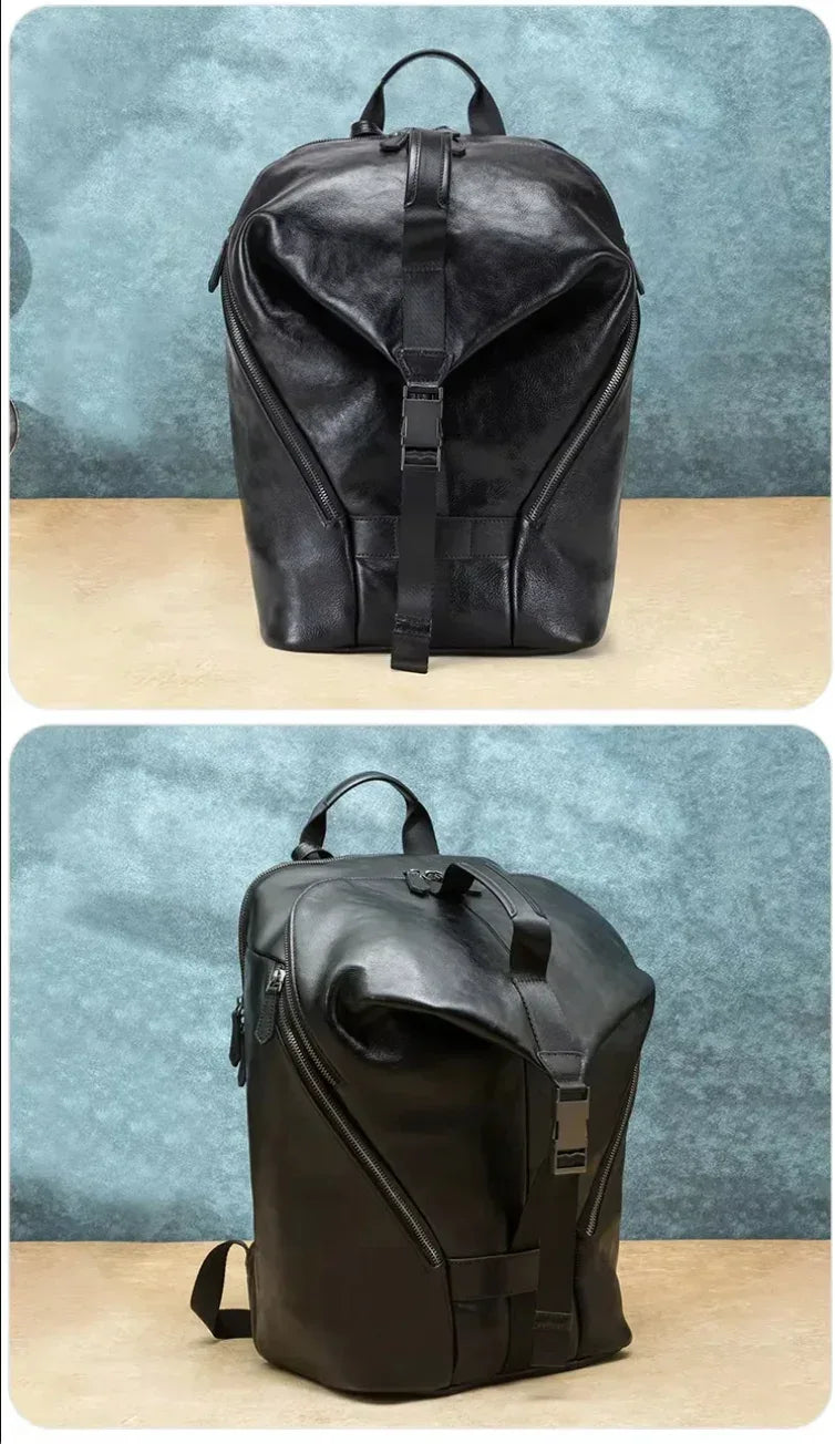 Men’s Leather Backpack with Trolley Sleeve