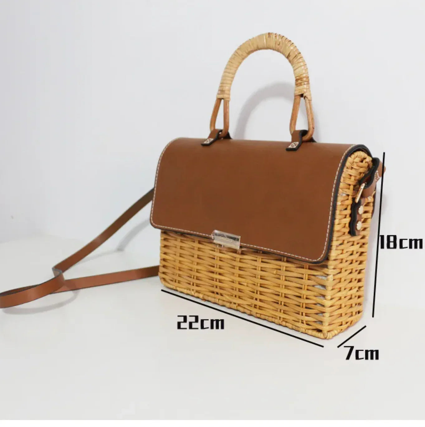 Rattan Women Handbag Wicker Woven Shoulder Crossbody