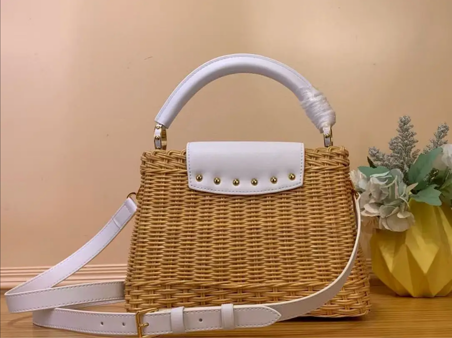 Crossbody Rattan Summer Bag for Beach & Travel