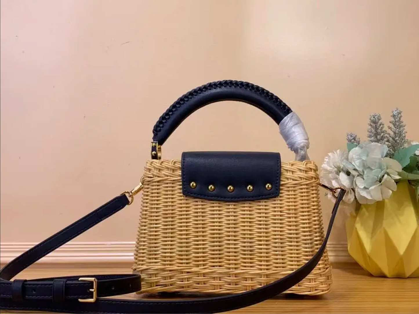 Crossbody Rattan Summer Bag for Beach & Travel