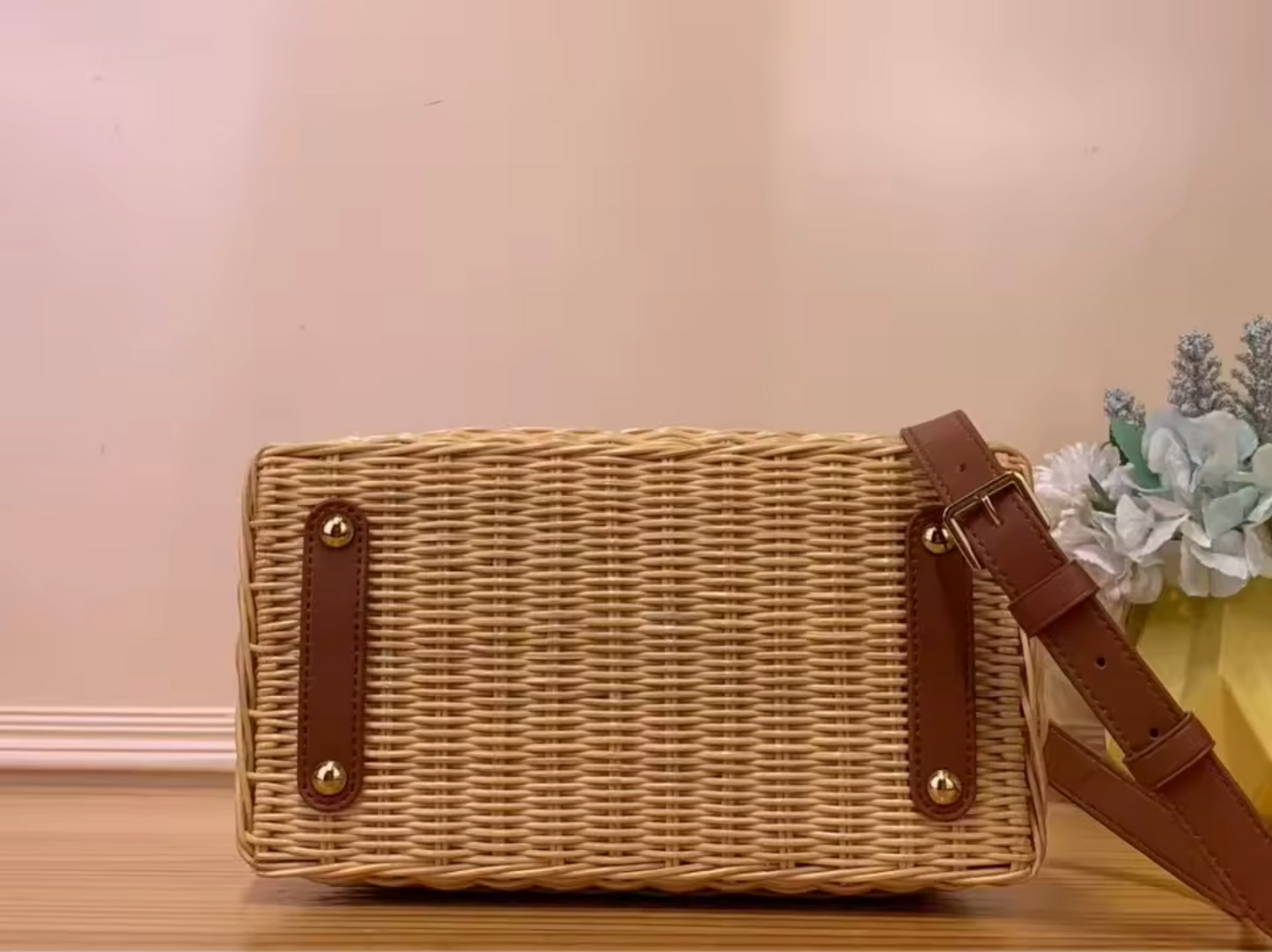 Crossbody Rattan Summer Bag for Beach & Travel