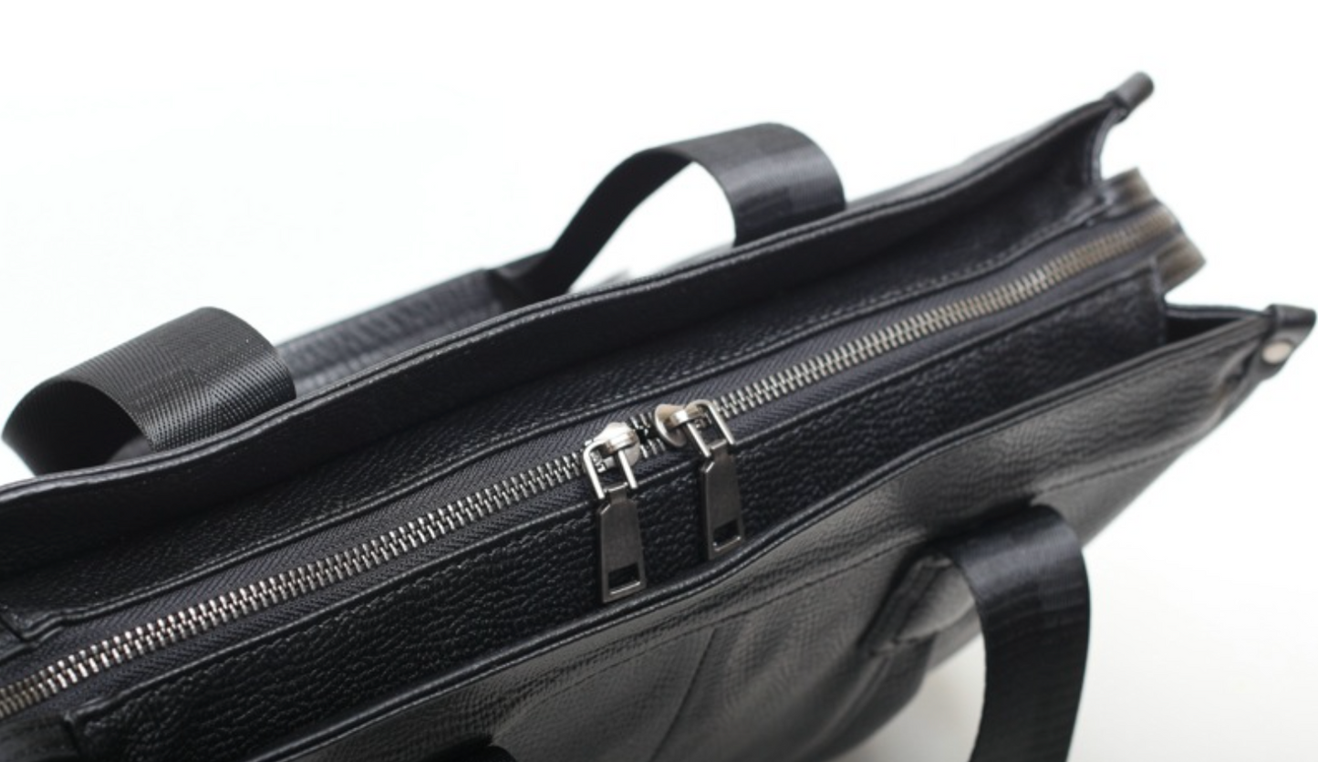 Black Leather Laptop Bag Messenger Shoulder Purse