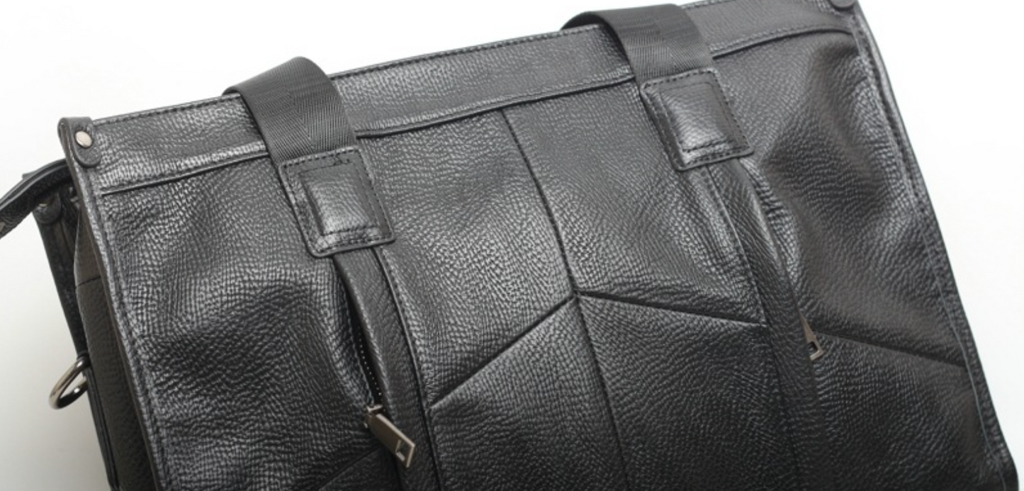 Black Leather Laptop Bag Messenger Shoulder Purse