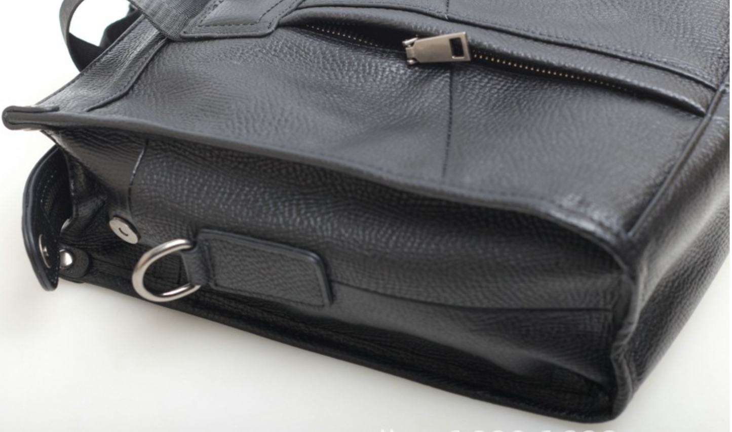 Black Leather Laptop Bag Messenger Shoulder Purse