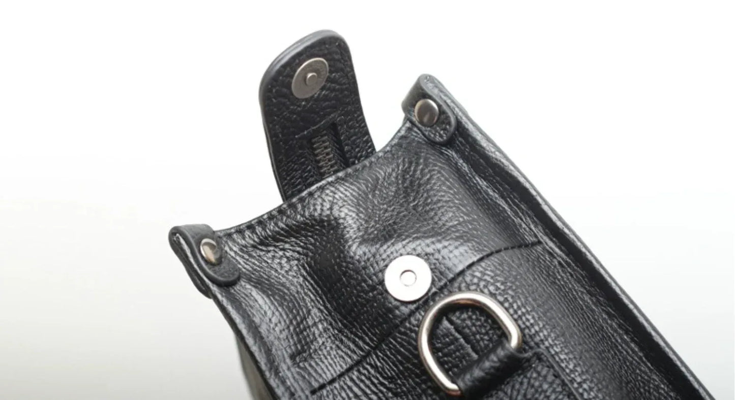 Black Leather Laptop Bag Messenger Shoulder Purse