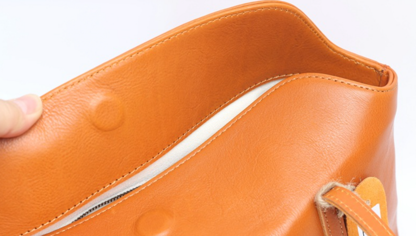 Retro Cowhide Leather Messenger Tote Purse