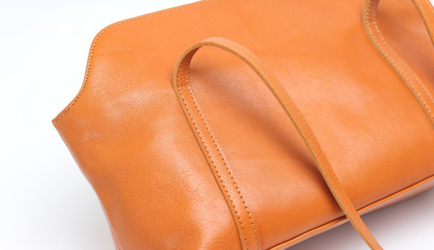 Retro Cowhide Leather Messenger Tote Purse