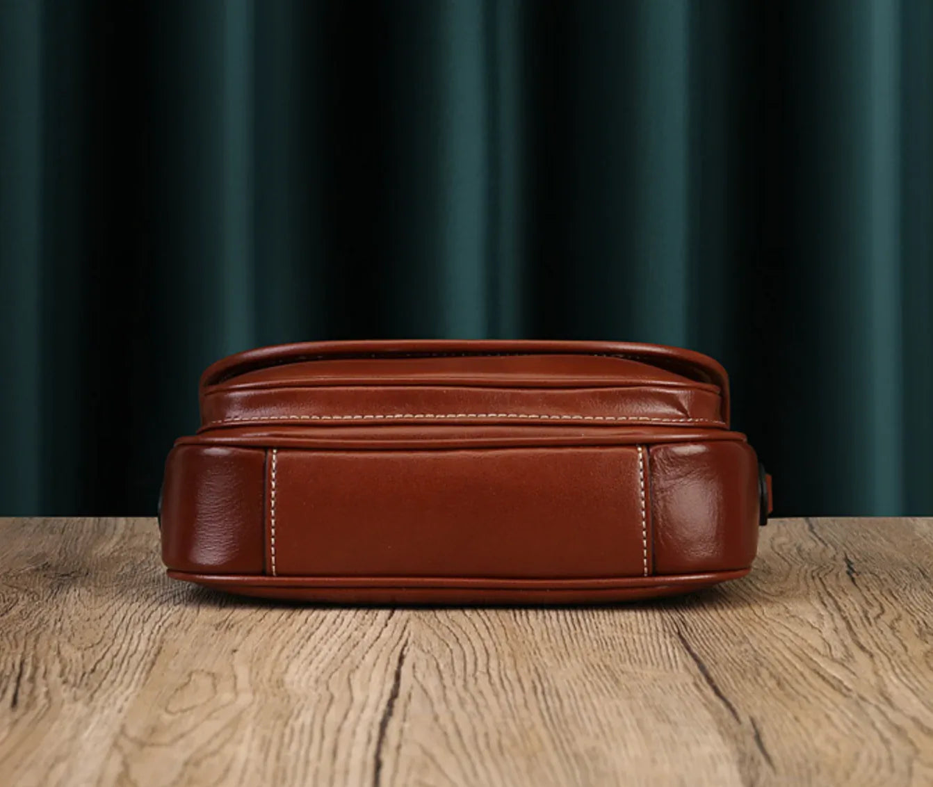 Real Leather Shoulder Crossbody Bag With Zipper Compartments