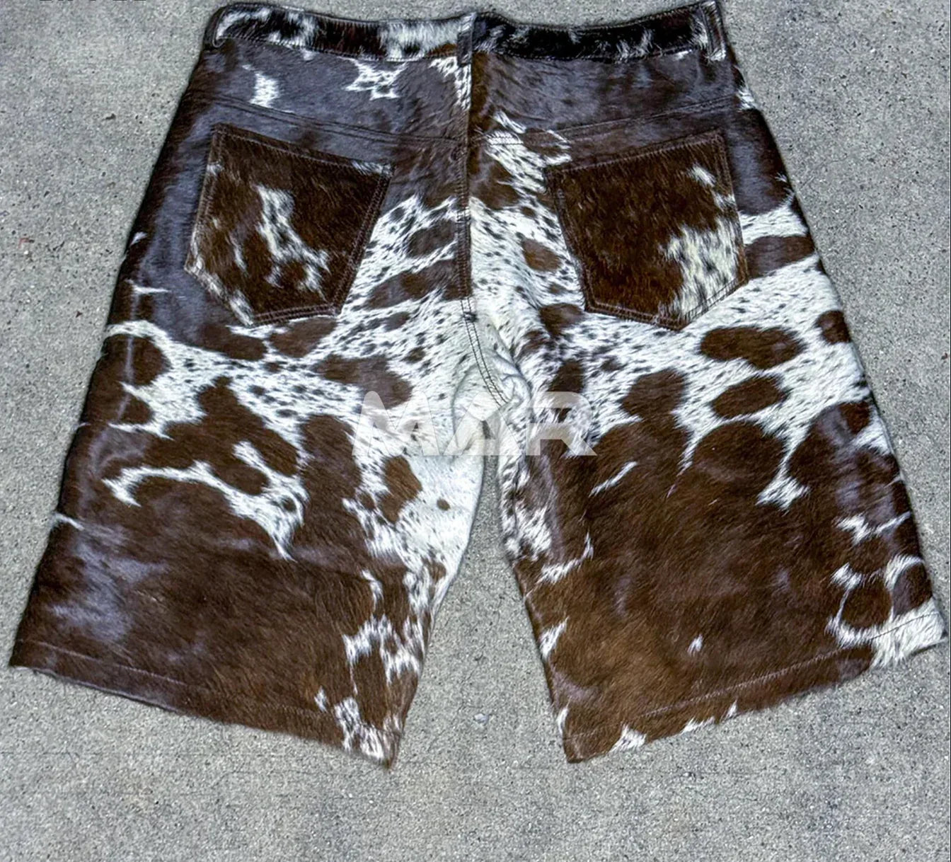 Tricolor Hair-On Cowhide Shorts Western Rodeo Style