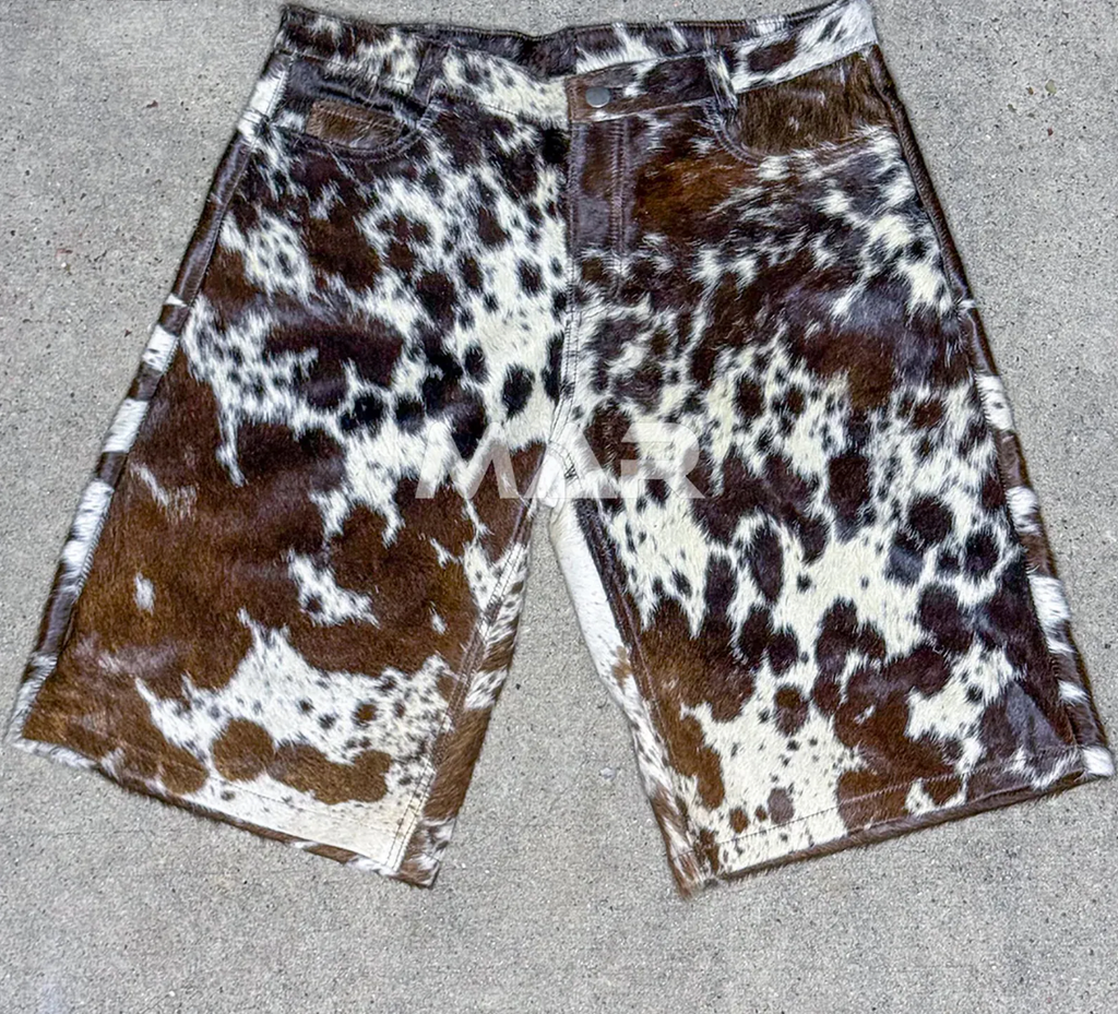 Tricolor Hair-On Cowhide Shorts Western Rodeo Style